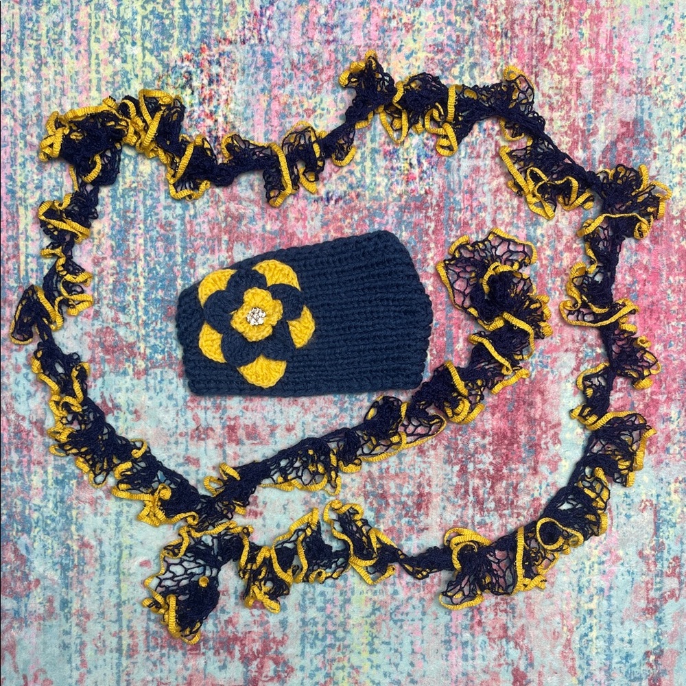 💙LETS GO MOUNTANEERS! Or any other blue and gold team Headband and Scarf Set